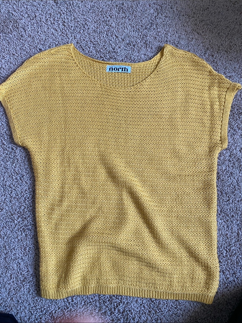 One Eleven North Mustard Short-Sleeve Knit Sweater